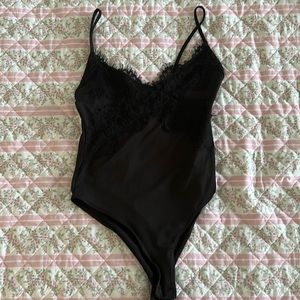 Black bodysuit with lace detailing